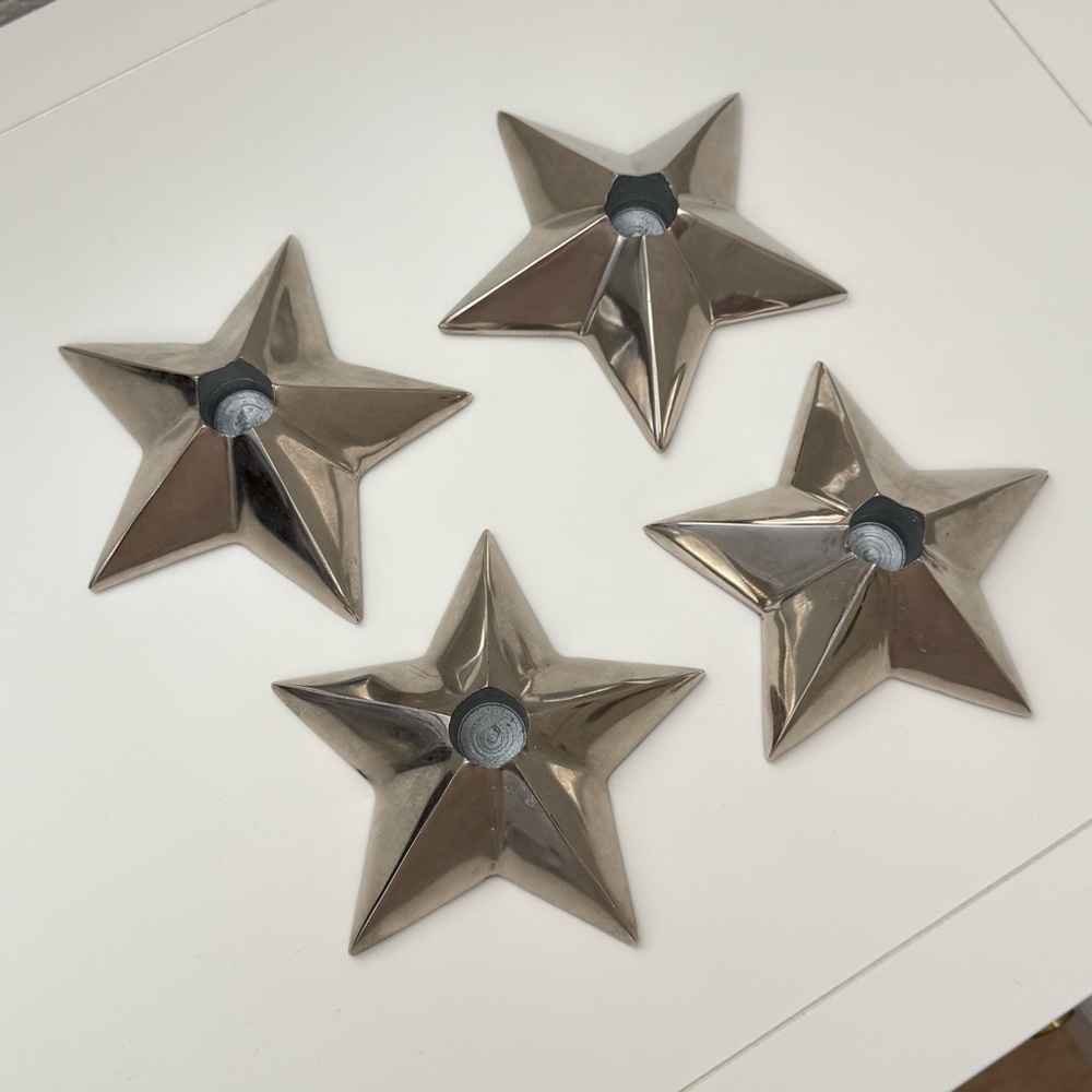H&M Silver Star Shaped Candle Holders Set of Two